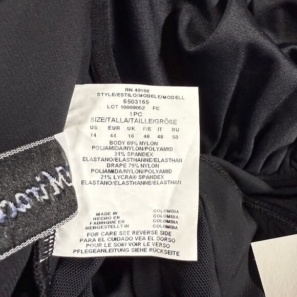 Miraclesuit NWT Solid Black Net Work Madero Underwire One Piece Swimsuit Size 14 - Picture 7 of 13